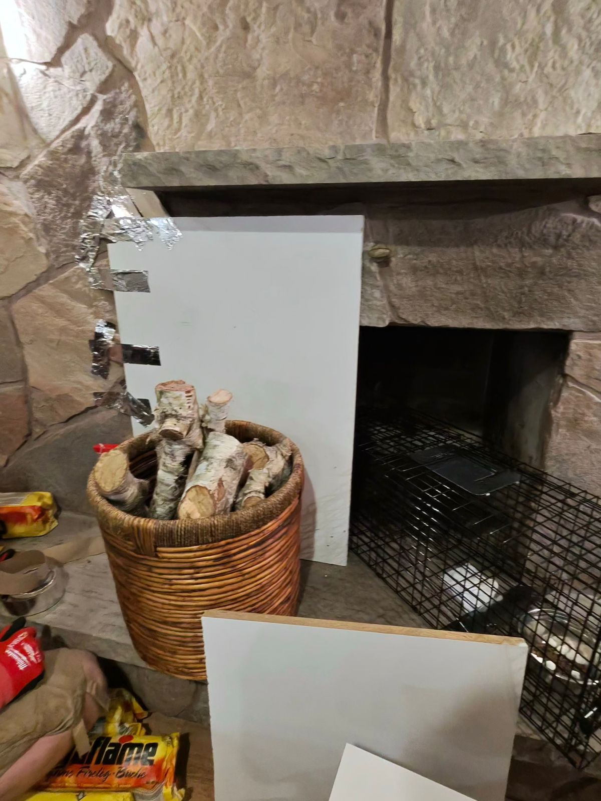 fireplace chimney blocked by raccoon nest